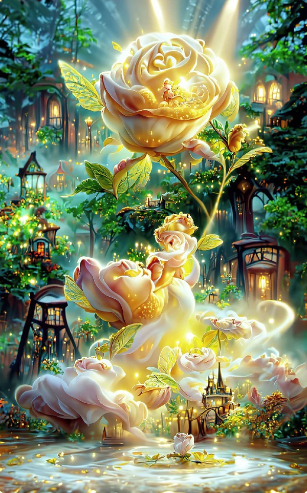AB Diamond Painting - Full Round - Golden Rose (40*65cm)