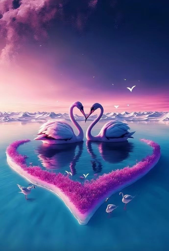 AB Diamond Painting - Full Round - Swan Love (40*60cm)