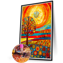 Load image into Gallery viewer, Diamond Painting - Full Round - High saturation glass painting tree and sun (40*60CM)
