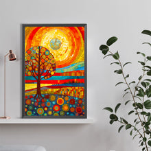 Load image into Gallery viewer, Diamond Painting - Full Round - High saturation glass painting tree and sun (40*60CM)
