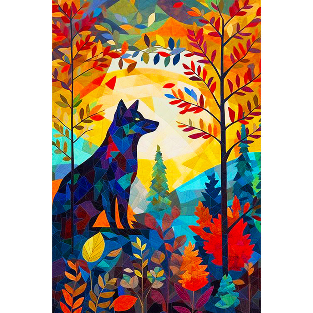 Diamond Painting - Full Round - High saturation glass painting wolf (40*60CM)