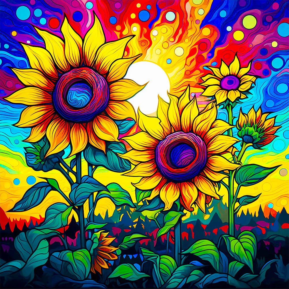 Diamond Painting - Full Round - colorful sunflower (40*40CM)