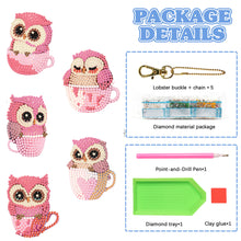 Load image into Gallery viewer, DIY Diamond Art Keychains Double Sided 5pcs Gem Keychains (Cup Owl Hatchling)
