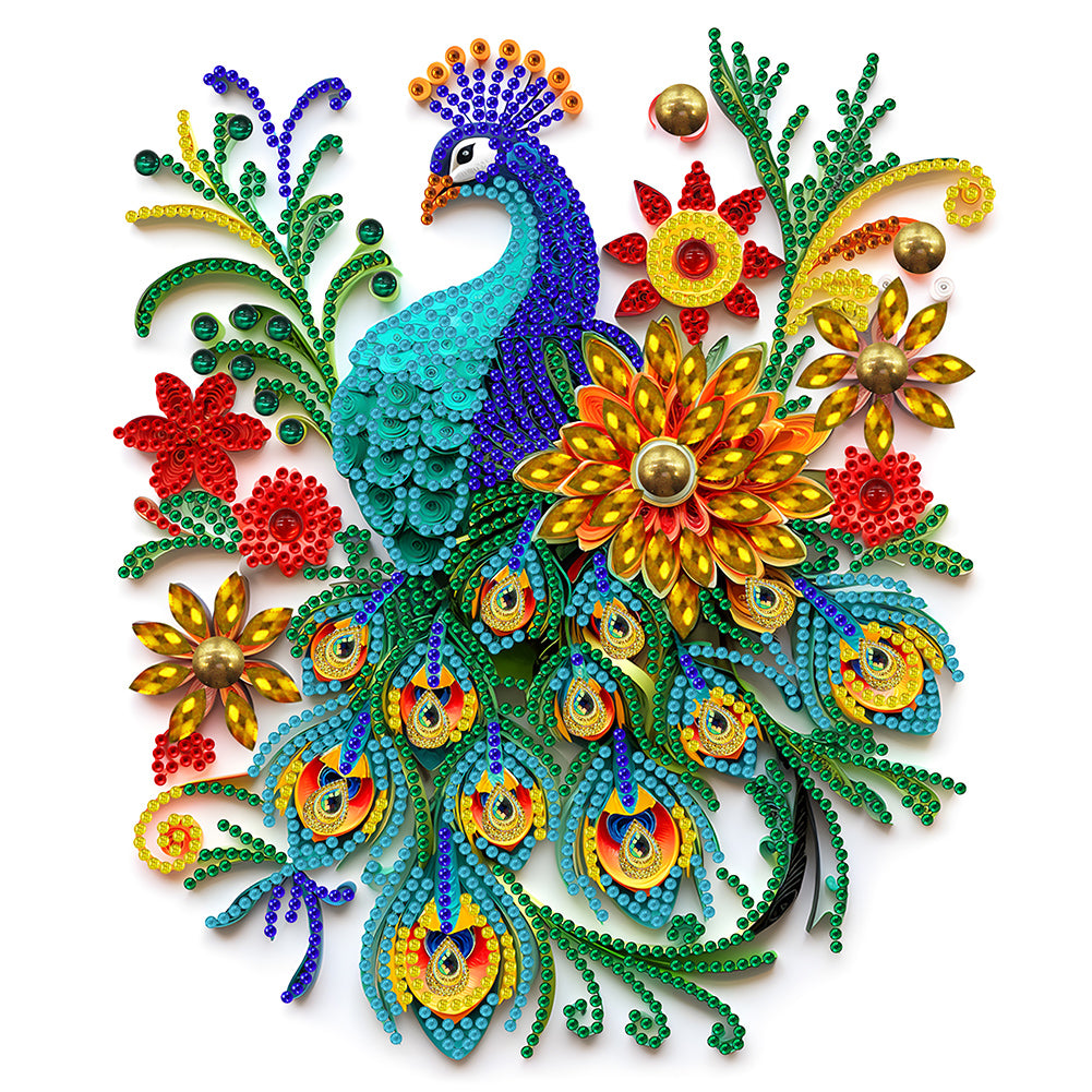 Diamond Painting - Partial Special Shaped - peacock paper painting (30*30CM)