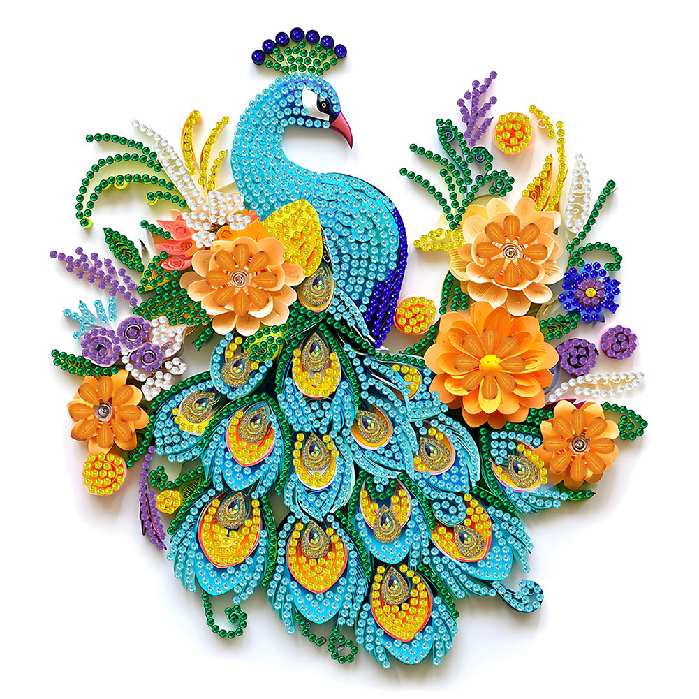 Diamond Painting - Partial Special Shaped - peacock paper painting (30*30CM)
