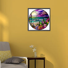 Load image into Gallery viewer, Diamond Painting - Full Round - round plate glass art seaside (30*30CM)
