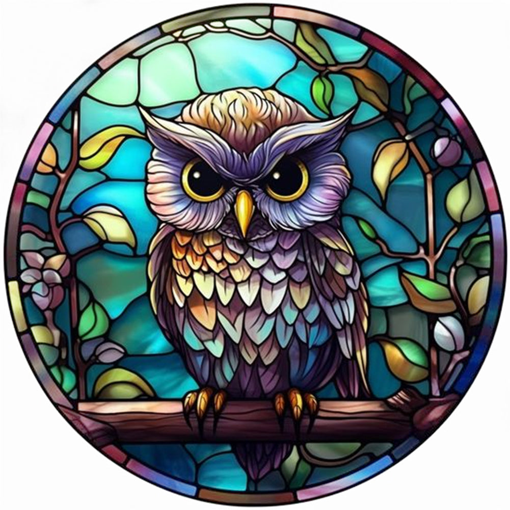 Diamond Painting - Full Round - medallion glass art owl (30*30CM)