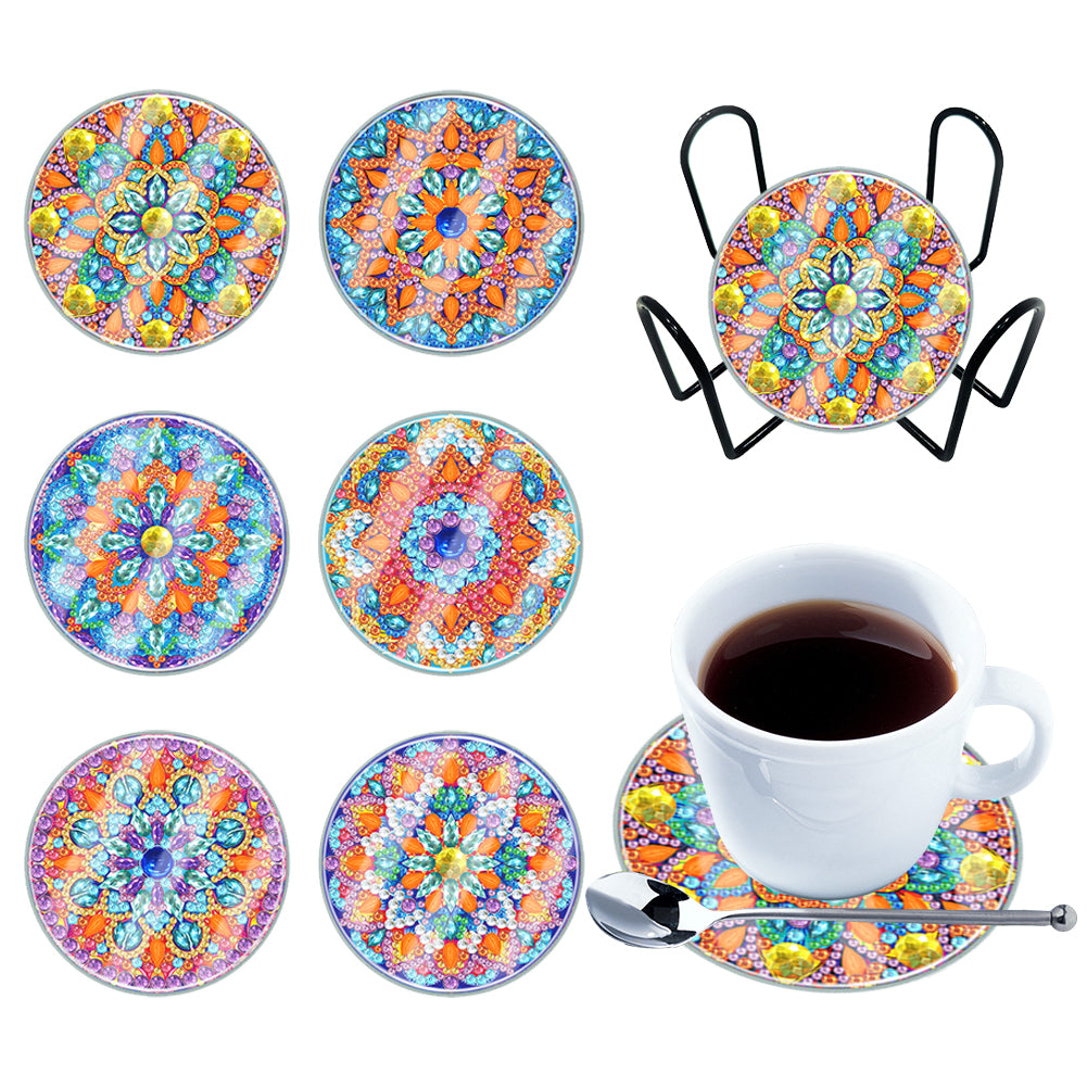 6pcs Coaster Set Holiday Christmas DIY for Adults and Beginners Waterproof Coaster (BDZ01)