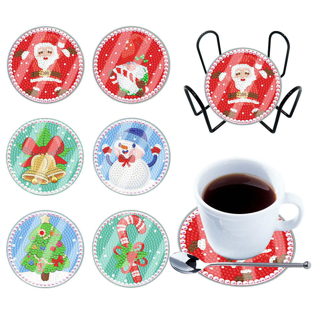 6pcs Coaster Set Holiday Christmas DIY for Adults and Beginners Waterproof Coaster (BDZ04)