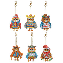 Load image into Gallery viewer, DIY Diamond Art Keychains Cartoon 6pcs (Ethnic Style Owl)

