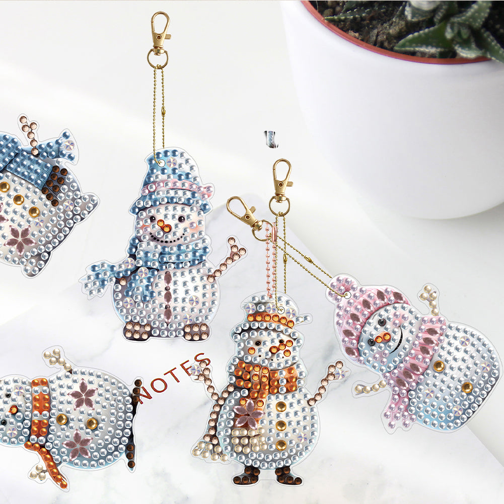 Load image into Gallery viewer, DIY Diamond Art Keychains Cartoon 6pcs (Winter Snowman)