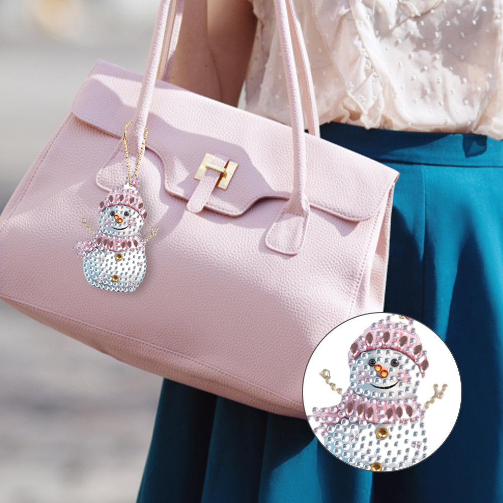 Load image into Gallery viewer, DIY Diamond Art Keychains Cartoon 6pcs (Winter Snowman)