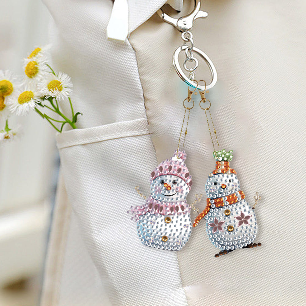 Load image into Gallery viewer, DIY Diamond Art Keychains Cartoon 6pcs (Winter Snowman)