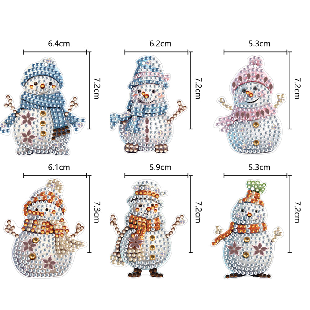 Load image into Gallery viewer, DIY Diamond Art Keychains Cartoon 6pcs (Winter Snowman)