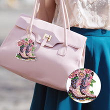 Load image into Gallery viewer, DIY Diamond Art Keychains Cartoon 6pcs (Pink Floral Boots)
