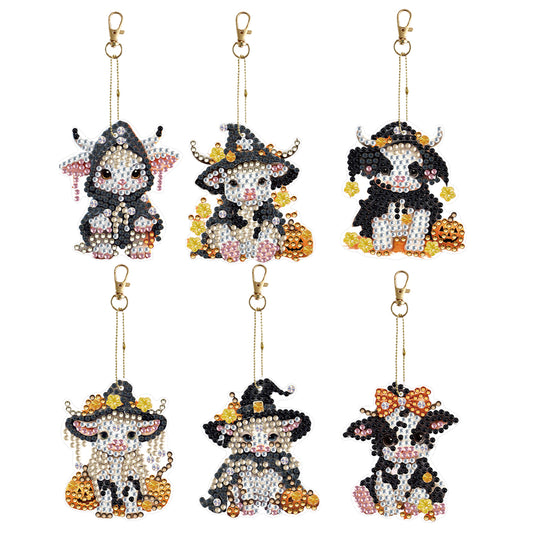 DIY Diamond Art Keychains Cartoon 6pcs (Halloween Calf)