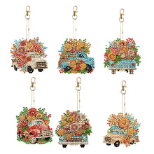 Load image into Gallery viewer, DIY Diamond Art Keychains Cartoon 6pcs (Flower Trolley)

