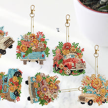 Load image into Gallery viewer, DIY Diamond Art Keychains Cartoon 6pcs (Flower Trolley)
