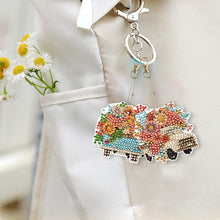 Load image into Gallery viewer, DIY Diamond Art Keychains Cartoon 6pcs (Flower Trolley)
