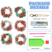 Load image into Gallery viewer, DIY Diamond Art Keychains Cartoon 6pcs (Saffron Wreath)
