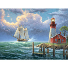 Load image into Gallery viewer, Diamond Painting - Full Round - seaside lighthouse (40*30CM)
