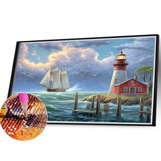 Diamond Painting - Full Round - seaside lighthouse (40*30CM)