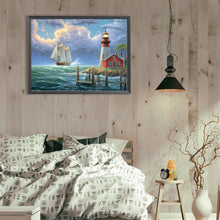 Load image into Gallery viewer, Diamond Painting - Full Round - seaside lighthouse (40*30CM)
