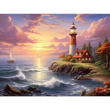 Load image into Gallery viewer, Diamond Painting - Full Round - seaside lighthouse (40*30CM)
