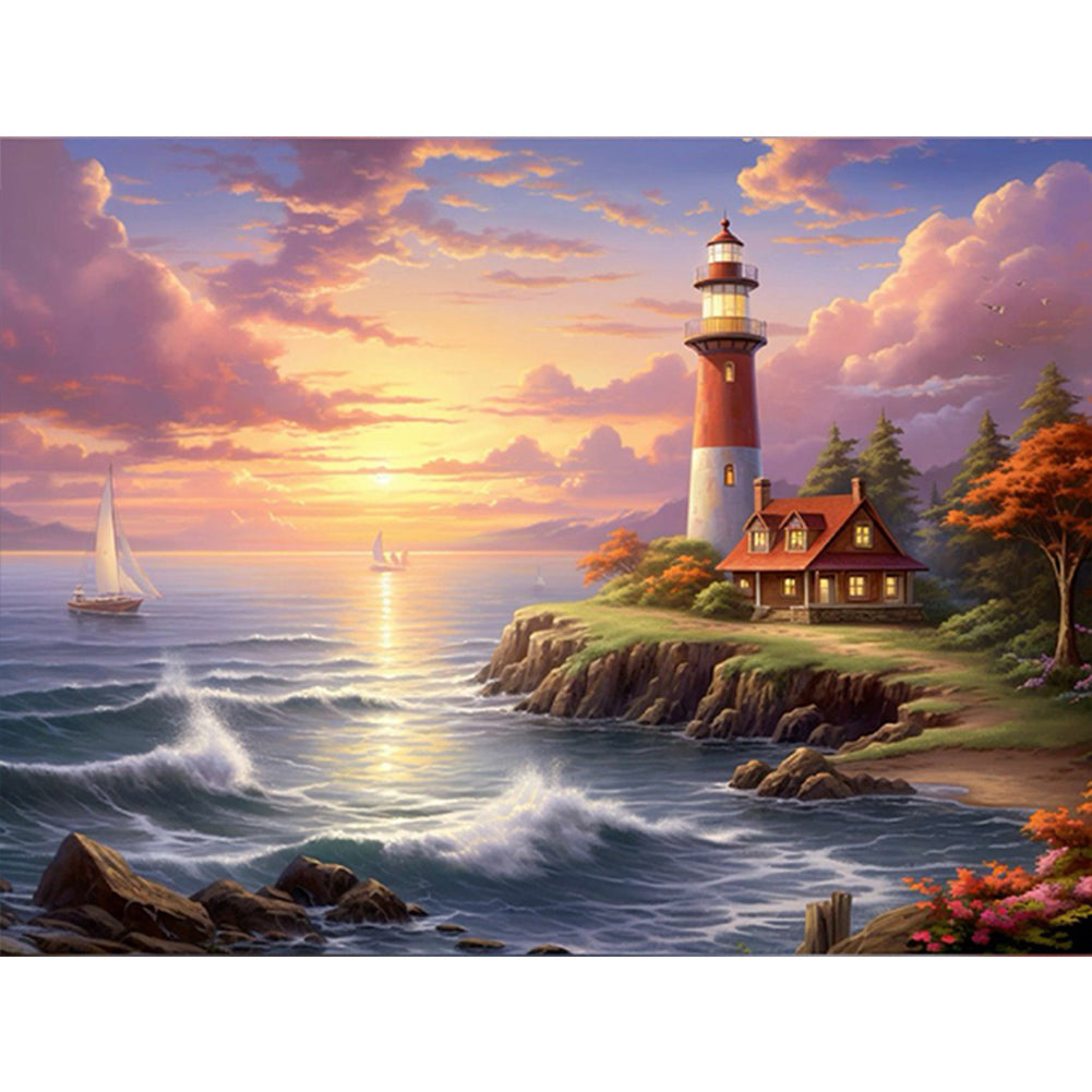 Diamond Painting - Full Round - seaside lighthouse (40*30CM)