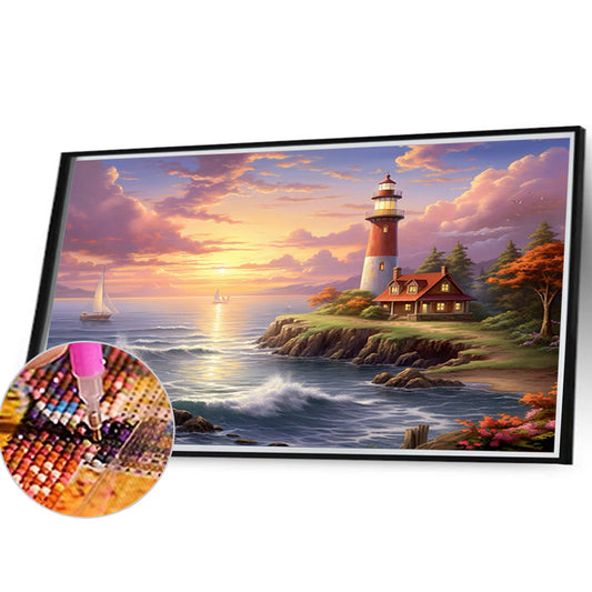 Diamond Painting - Full Round - seaside lighthouse (40*30CM)