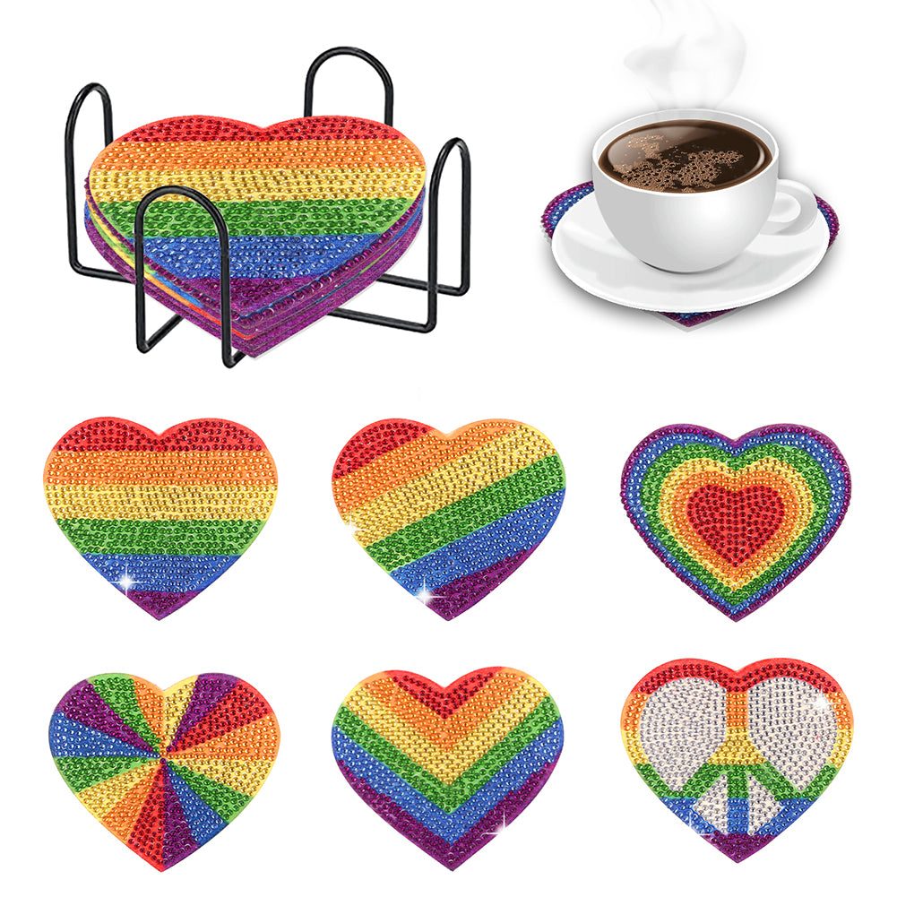 DIY Diamond Dot Art Coasters Mandara 6pcs (Proud Rainbow Logo)