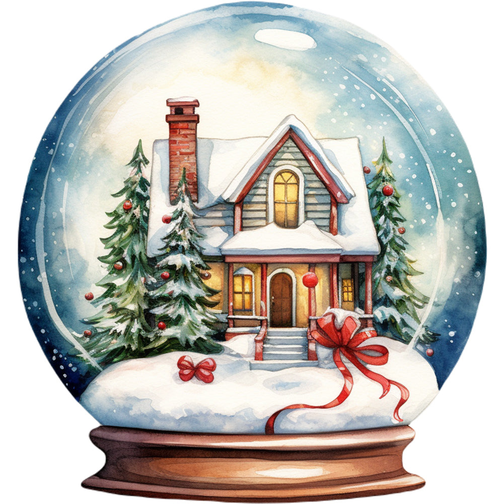 Diamond Painting - Full Round - Christmas house crystal ball (30*30CM)