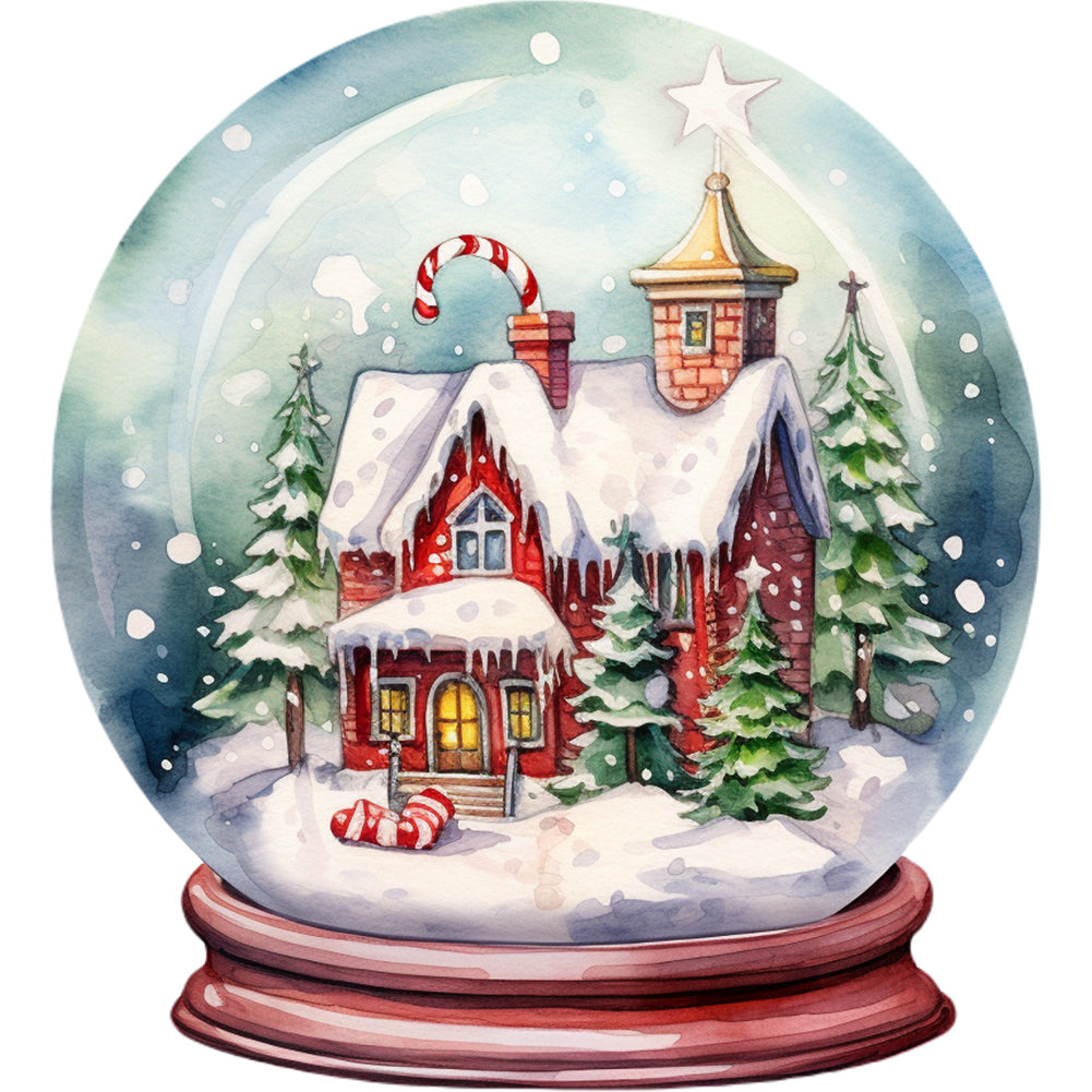Diamond Painting - Full Round - Christmas house crystal ball (30*30CM)
