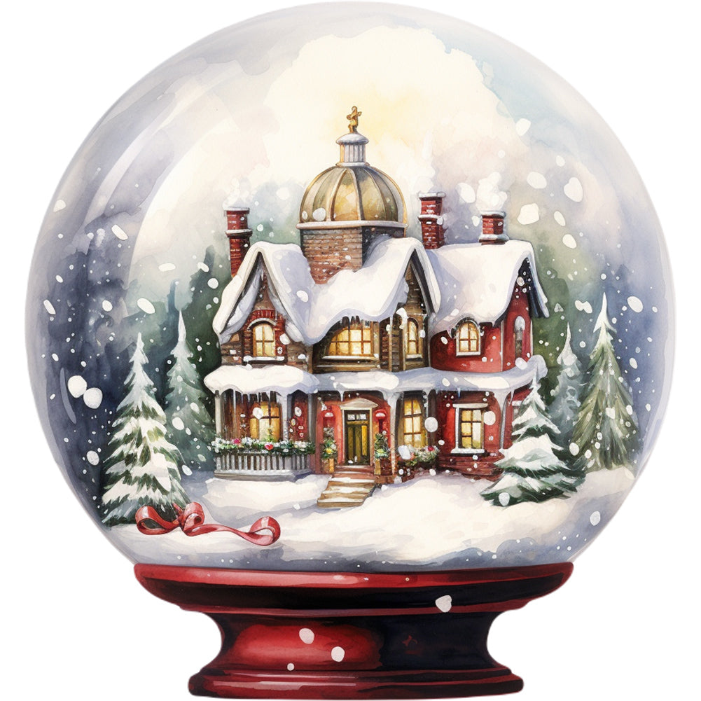 Diamond Painting - Full Round - Christmas house crystal ball (30*30CM)