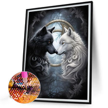 Load image into Gallery viewer, AB Diamond Painting - Full Round - black and white twin wolves (40*50CM)
