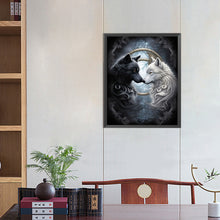 Load image into Gallery viewer, AB Diamond Painting - Full Round - black and white twin wolves (40*50CM)
