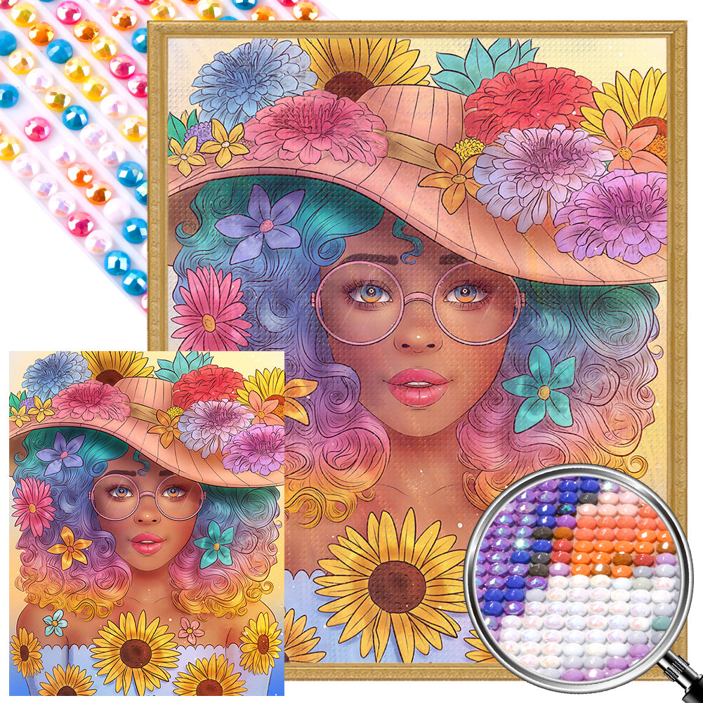 AB Diamond Painting - Full Round - sunflower eyes girl (40*50CM)