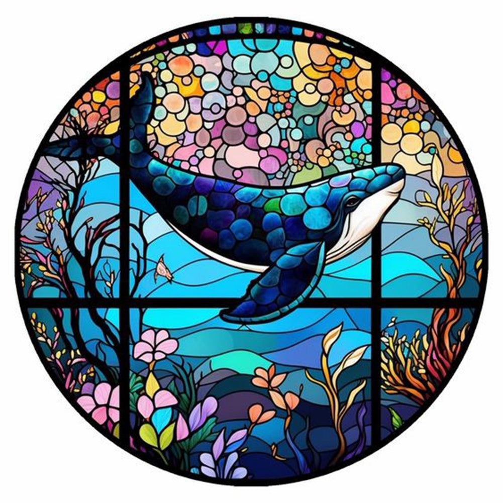 Diamond Painting - Full Round - medal glass art whale (30*30CM)