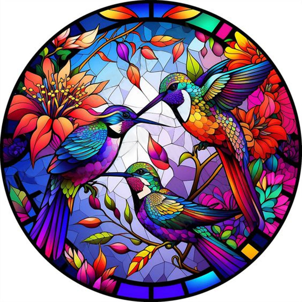 Diamond Painting - Full Round - round plate glass art hummingbird (30*30CM)