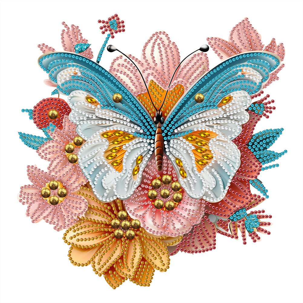 Diamond Painting - Partial Special Shaped - garden butterfly (30*30CM)