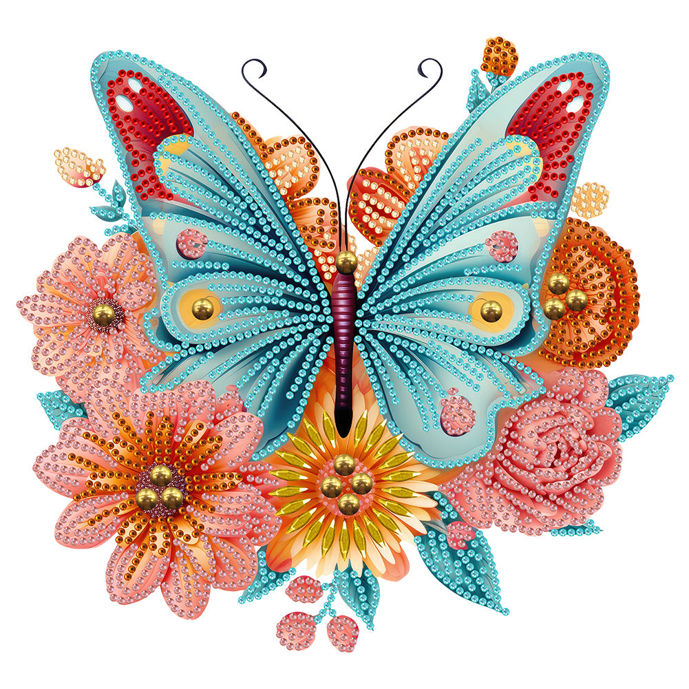 Diamond Painting - Partial Special Shaped - garden butterfly (30*30CM)