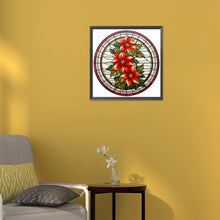Load image into Gallery viewer, Diamond Painting - Full Round - Christmas red flower glass art (30*30CM)

