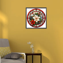 Load image into Gallery viewer, Diamond Painting - Full Round - Christmas red flower glass art (30*30CM)
