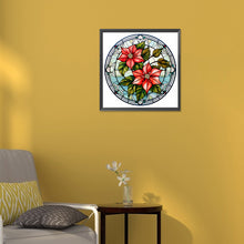 Load image into Gallery viewer, Diamond Painting - Full Round - Christmas red flower glass art (30*30CM)
