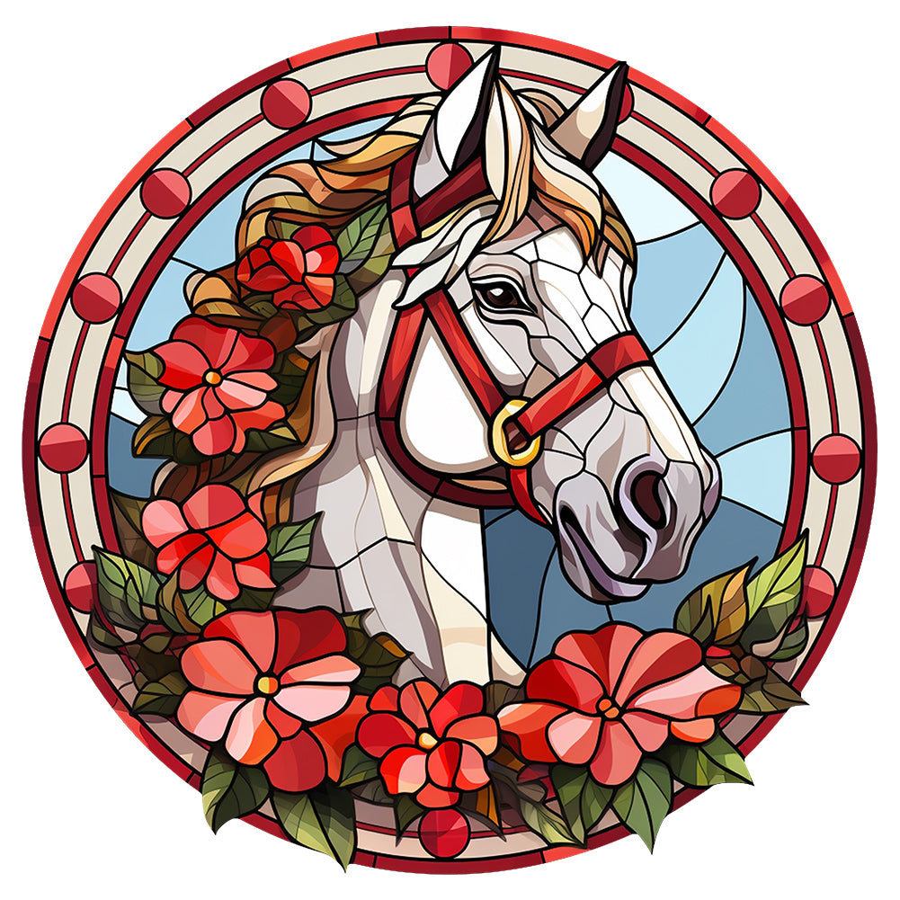 Diamond Painting - Full Round - Christmas saffron horse glass painting (30*30CM)