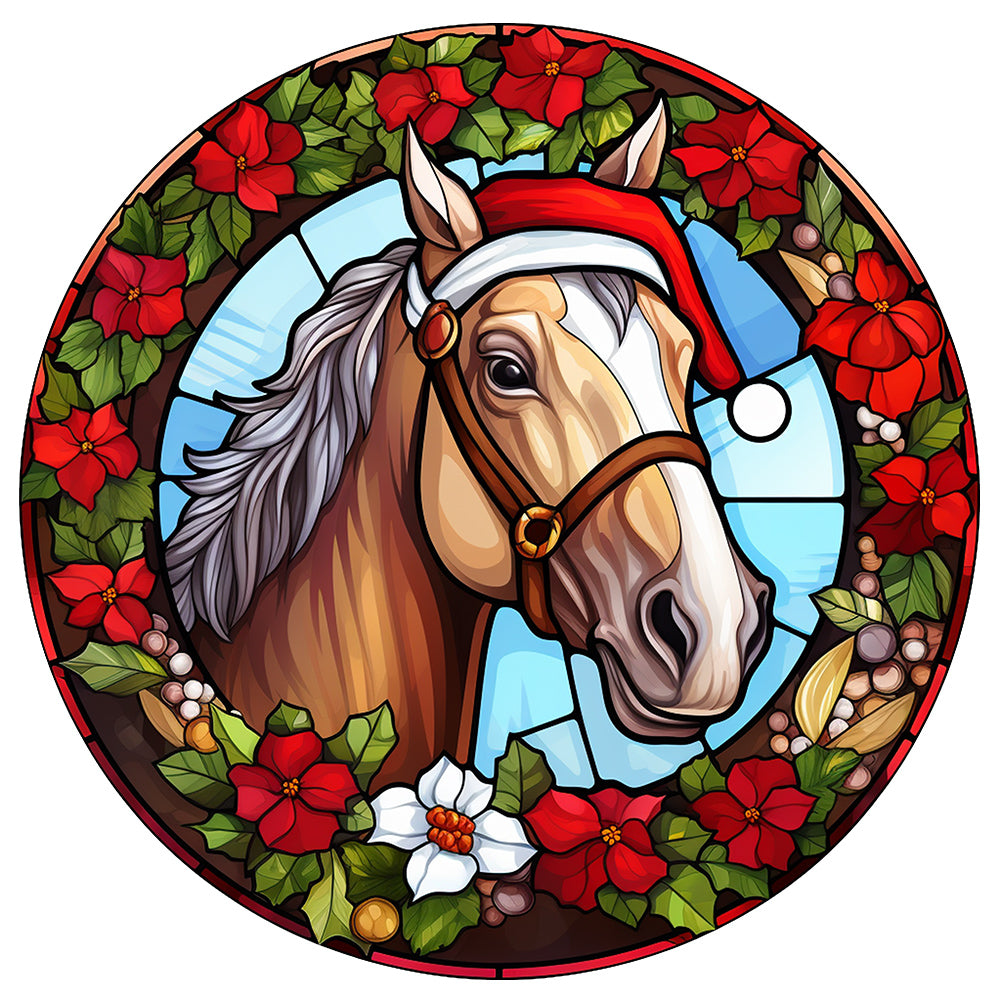 Diamond Painting - Full Round - Christmas saffron horse glass painting (30*30CM)