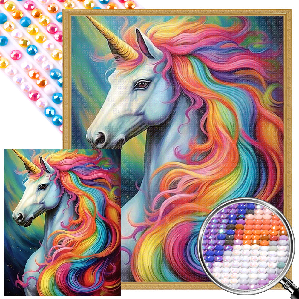 AB Diamond Painting - Full Round - rainbow unicorn (40*50CM)
