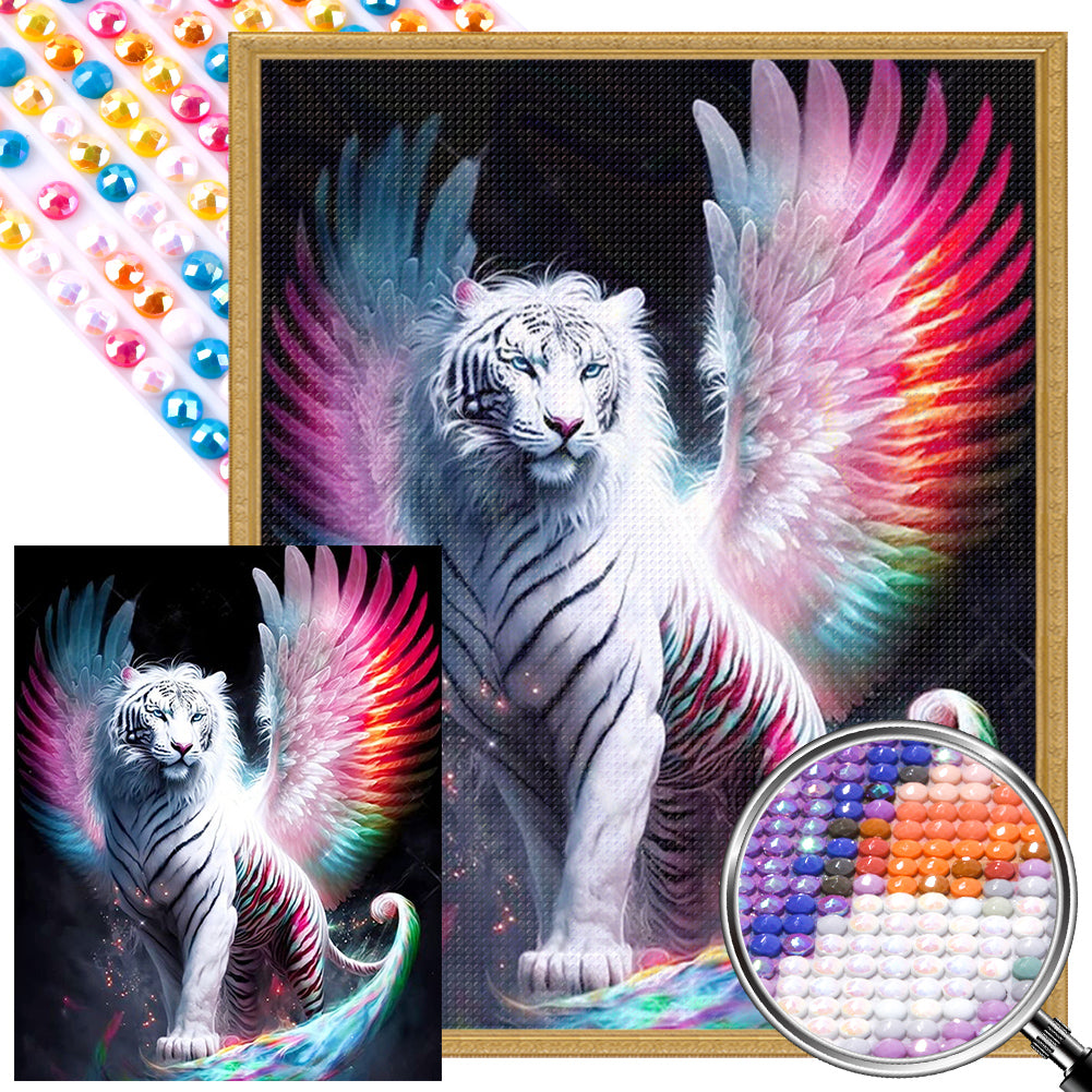 AB Diamond Painting - Full Round - tiger with wings (40*50CM)