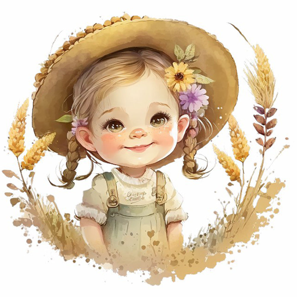 Diamond Painting - Full Round - girl with straw (30*30CM)