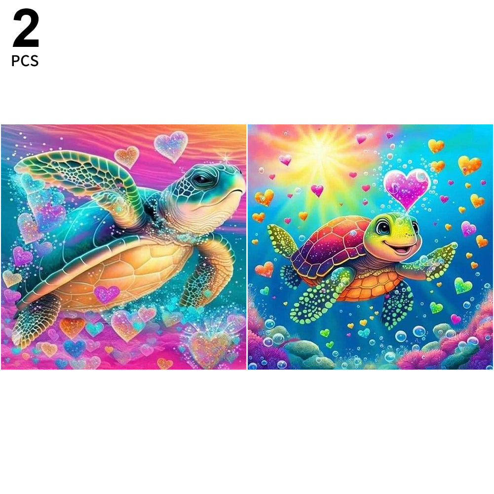 2pcs Diamond Painting Set - colored sea turtle (30*30CM)